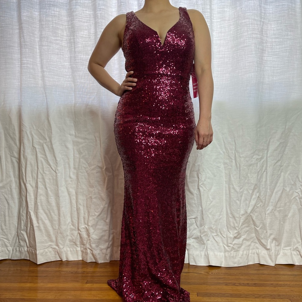 Burgandy red sequin evening gown